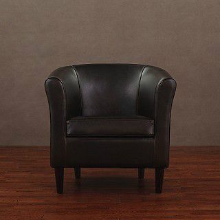   DARK BROWN ANILINE (PURE) LEATHER CHAIR ROUND BACK AND ROLLED ARMS