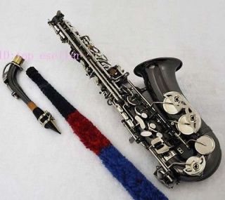 Black Nickel Alto Sax Saxophone Eb Silver Nickel keys Saxofon NEW CASE