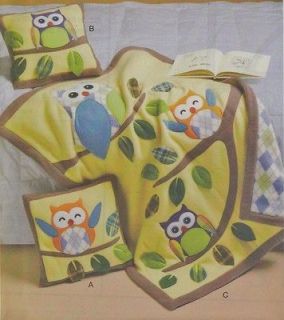 New Uncut McCalls Crafts PATTERN #6482 OWL Baby Quilt Pillows PATTERN
