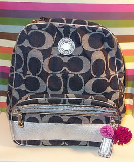 New with Tag COACH Signature Stripe Denim Backpack Style# 19691