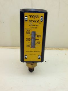 SCHRADER BELLOWS, VERT SCALE HYDRAULIC PRESSURE GAGE, 0 500 PSI