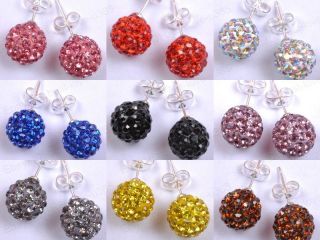   Choose Shining Punk Rock Crystal Disco Ball Beads Studs Earrings 10MM