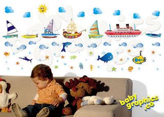 Boats, ships, ocean/ sea life wall stickers scene   removable 