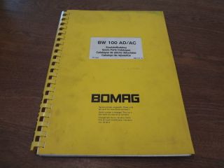 Bomag BW 100AD 100AC Tandem Vibrating Roller Parts Catalog Manual
