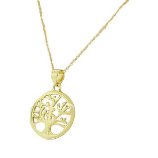   Silver Yellow Gold Womens Tree of Life Pendant Necklace with Chain