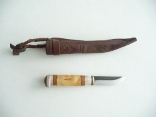 60mm Handmade Traditional Bushcraft Puukko Knife Reindeer Antler 