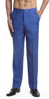 CONCITOR Mens Dress Pants Trousers Flat Front Slacks ROYAL BLUE 42