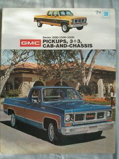 gmc pickups 3 3 cab and chassi s brochure 1974