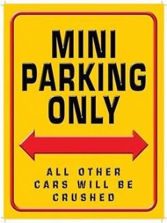 Mini Parking Only Metal Sign, Humorous Decor, Garage, Driveway 