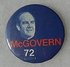 McGOVERN 72, ORIGINAL 1972 VINTAGE PRESIDENT CAMPAIGN PORTRAIT BUTTON 