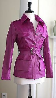 Samuel Dong Trench Coat NWT Size Medium Purple Berry Pink Belted 