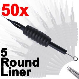 50 5RL Disposable Sterilized Tattoo Needle Round Liner w/ Silicone 