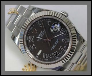 NEW ROLEX DATEJUST II 116334 IN STAINLESS 41MM BLACK ROMAN DIAL * BOX 