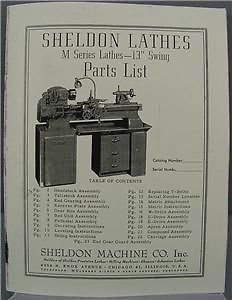 sheldon m series 13 swing lathe parts manual time left