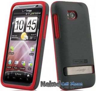 NEW RED GRAY NAZTECH VERTEX HARD/SOFT SKIN CASE FOR HTC THUNDERBOLT 4G 