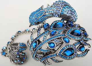 blue crystal slave peacock bracelet ring set 2 buy 10