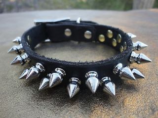 dog collar chihuahua pug boston mega 22 spikes spiked genuine leather 