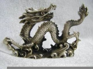 CHINESE OLD SILVER ferocious DRAGON Figurine,Talis​manic