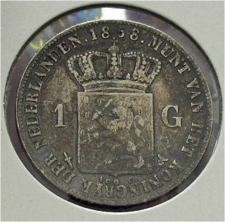 netherlands silver thaler crown 2 x 1 gulden 1858 63