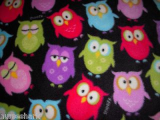 OWLS Kids or Baby size Fleece Blanket 39 X 29 Very Cute