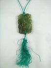 Fine Vintage Chinese Green Jade Hand Carved Tasseled Necklace