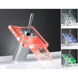 single handle color changing led bathroom basin faucets glass chrome
