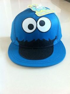 brand new sesame street cookie monster flat bill cap hat