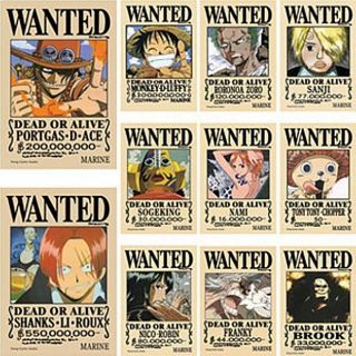   Piece Straw Hat Pirates Wanted Poster + Bonus（Shanks & Ace）11pcs