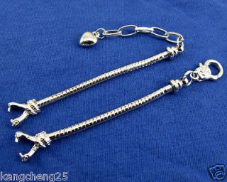 Silver Tone Heart Charms Clasp Snake Chain For Watches Face Fits 