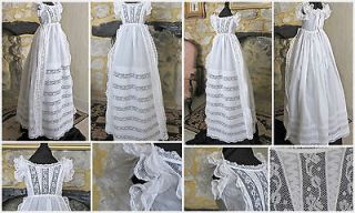 Vintage English Christening Gown w/ Fine Lace and Petticoat++