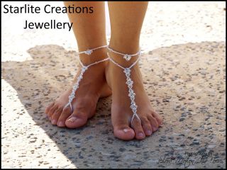 Swarovski AB or ABx2 Crystals BAREFOOT SANDALS with ANKLETS Foot 