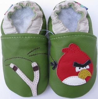   carozoo angry bird slingshot green 6 12m soft sole leather baby shoes