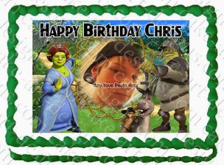   Birthday ADD A PHOTO 1/4 Sheet Cake Topper Shrek Donkey Dragon ST13