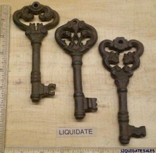 set of 3 cast iron Ornate KEYS 5 1/2x2 old world Decor key