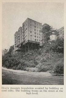 1928 Print Building Steel Stilt Foundation Construction ORIGINAL 