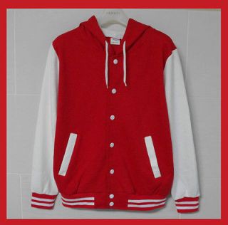 Mens Hoodie Baseball Jacket/Letterman Varsity jacket Red XL size 