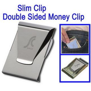 Ultra Thin Stainless Steel Money Clip Double Sided Credit Card Holder 