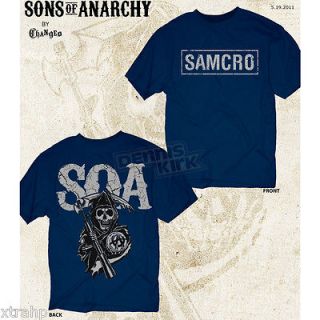 Sons Of Anarchy SAMCRO 2 Sided Logo & Reaper T Shirt Licensed Adult 