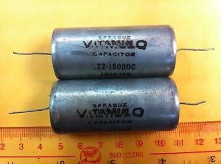 MATCHED PAIR SPRAGUE VITAMIN Q 0.22uF 1500V OIL CAPACITOR FOR 211 845 