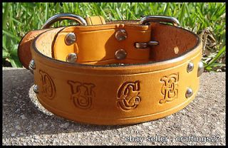 real leather personalized dog collar egyptian yellow new time left
