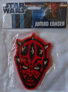 Star Wars Darth Maul Jumbo Eraser Ages 3+ Sealed NIP Red Face Star 