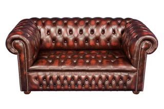 english leather chesterfield loveseat sofa couch  4230