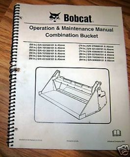 bobcat 60 to 84 skid loader bucket operator s manual