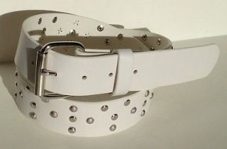 men women y plus silver studded white snap on belt