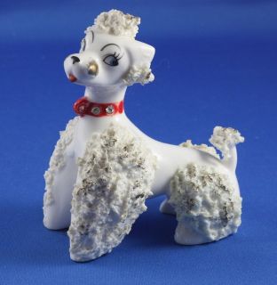 Vintage Spaghetti Poodle Figurine with Rhinestone Necklace L & M Japan