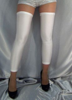 white shiny spandex footless stockings leg warmers m