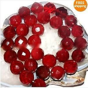 8mm Faceted Red Ruby Round Loose Beads Gemstone 15 Long AAA