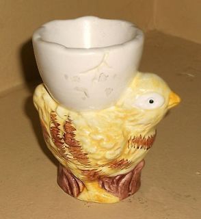 Vintage_Ceramic Chick Shape Egg Cup_Kitchen table ware_Chicken_Easter 