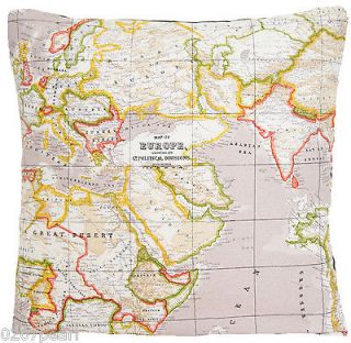Old Atlas Maps Grafics & Words Cushions Pillow Cover Print Cotton 