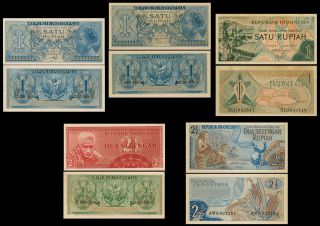 Indonesia SET 4 Indonesia P 72,74,75,78,​79 AU/UNC. Banknotes Asia